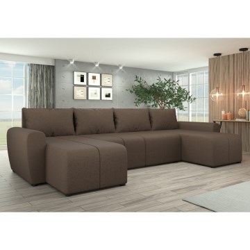 Tapisēta universāla izvelkamā U formas dīvāngarnitūra NEWPORT brūna