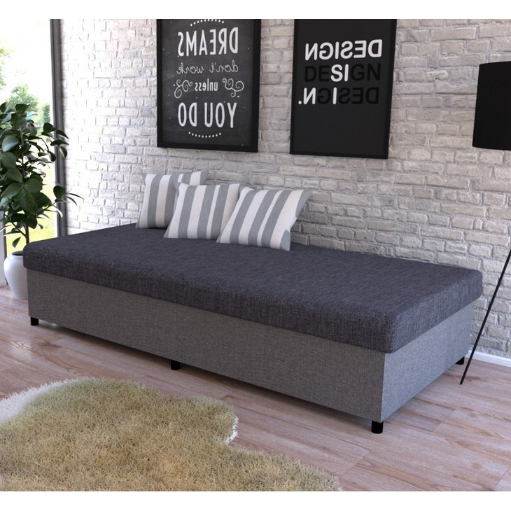 Tapisēta vienguļamā gulta ar uzglabāšanas nodalījumu CORY 80x200 pelēka