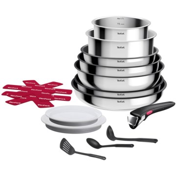 Tefal - 15 daļu INGENIO COOK nerūsējošā tērauda trauku komplekts
