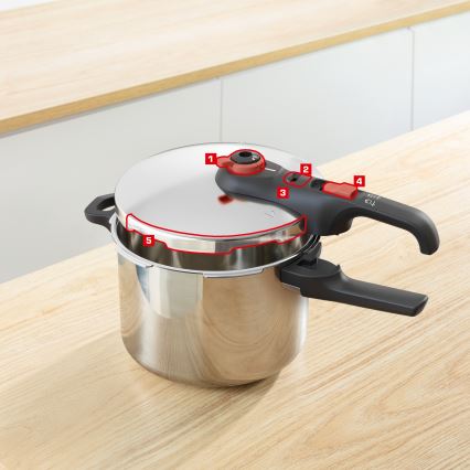 Tefal - 6 l spiedkatls SECURE TRENDY + INGENIO EMOTION 5 gab. komplekts