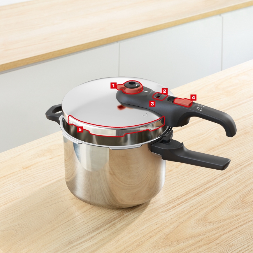 Tefal - 6 l spiedkatls SECURE TRENDY + INGENIO EMOTION 5 gab. komplekts