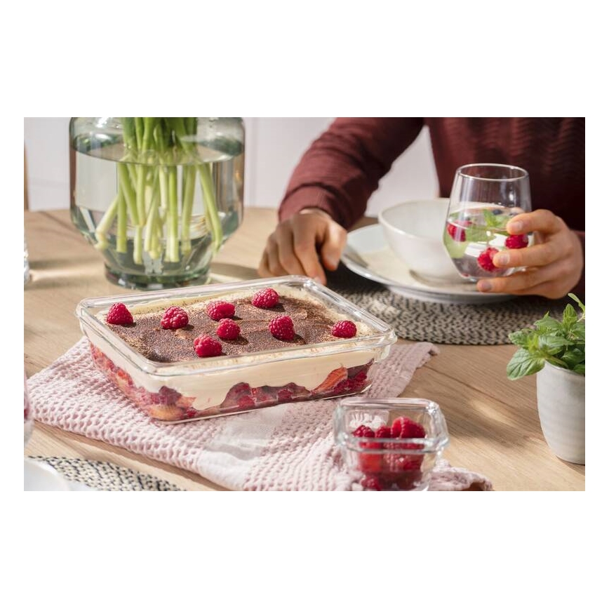 Tefal - Ēdiena trauks 3 l MSEAL GLASS sarkana/stikls