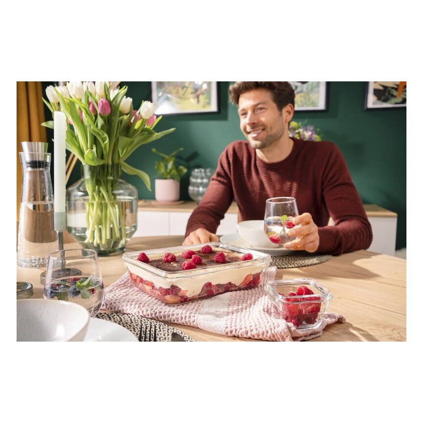 Tefal - Ēdiena trauks 3 l MSEAL GLASS sarkana/stikls