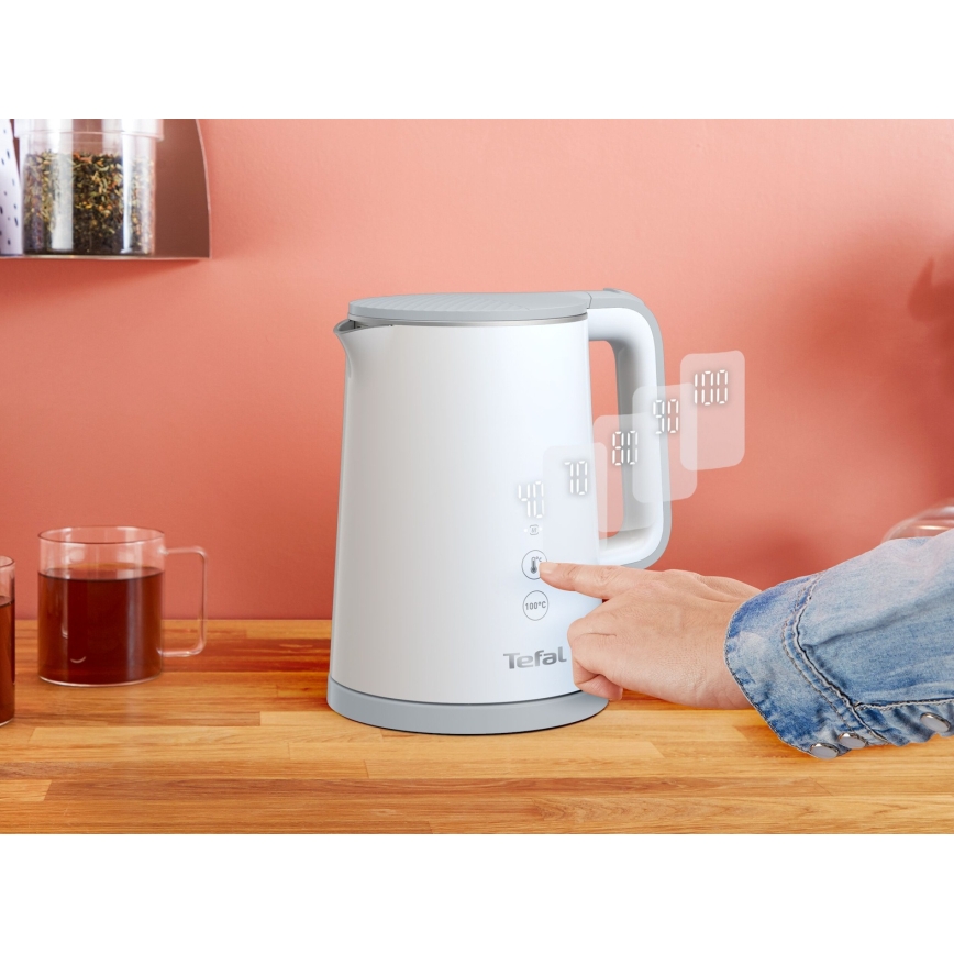 Tefal - Elektriskā tējkanna SENSE 1 l 1800W/230V balta