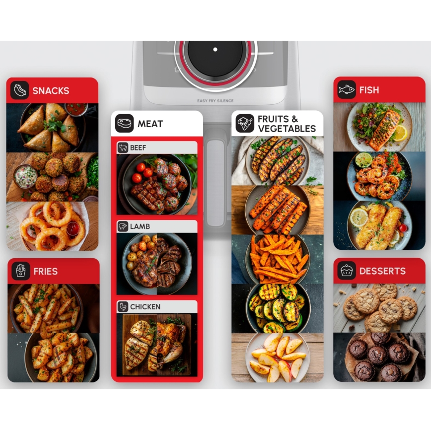 Tefal - Gaisa fritēze 5 l EASY FRY SILENCE SMART 1400-1670W/230V