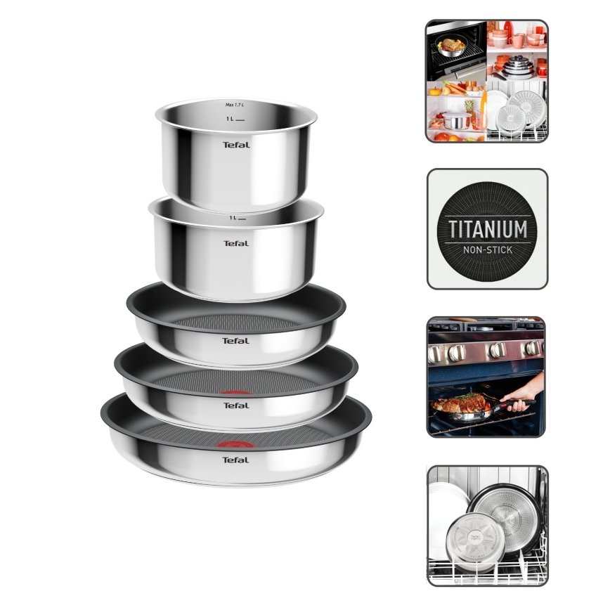 Tefal - INGENIO COOK 6 daļu nerūsējošā tērauda trauku komplekts