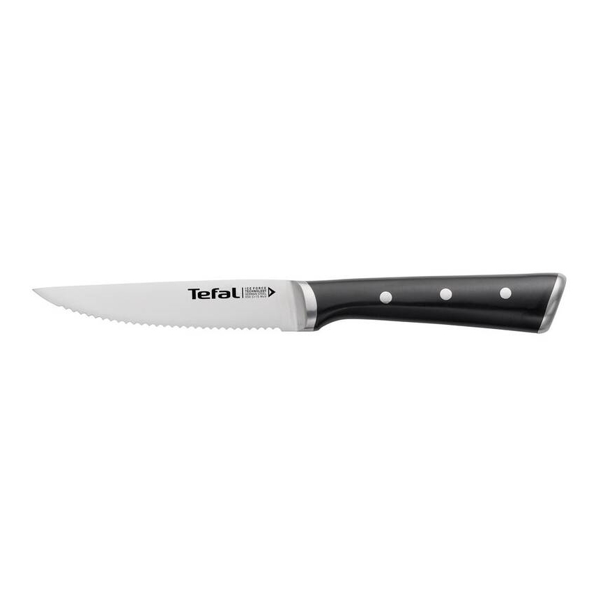 Tefal - 4 gab. nerūsējoša tērauda steika naži ICE FORCE, 11 cm, spīdīgs hroms/melns