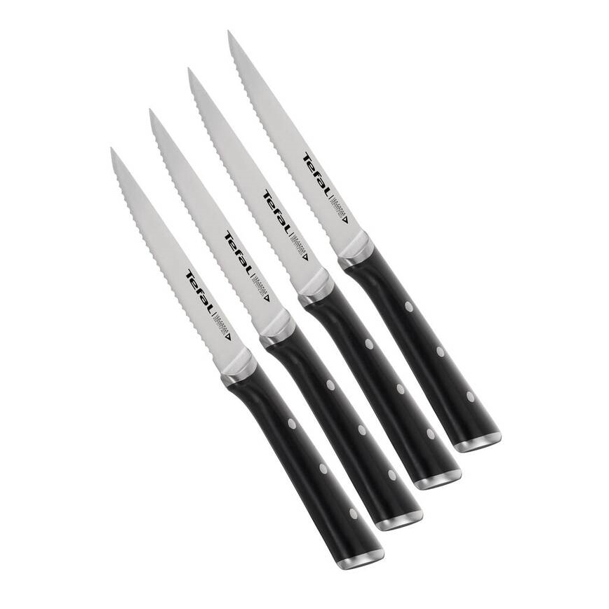 Tefal - KOMPLEKTS 4x Nerūsējoša tērauda steika nazis ICE FORCE 11 cm spīdīgi hromēts/melna