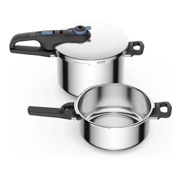 Tefal - Komplekts spiedpannu 4/6 l SECURE TRENDY nerūsējošais tērauds