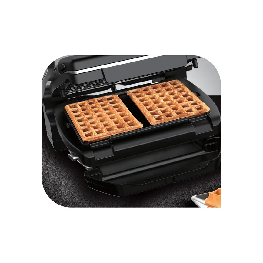 Tefal - Kontaktgrils OPTIGRILL+ INOX WAFFLES 2000W/230V melna/hroms