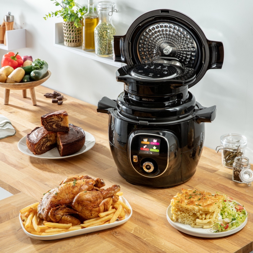 Tefal - Daudzfunkcionāls elektriskais spiedkatls ar piederumiem 6 l 1600W/230V melns