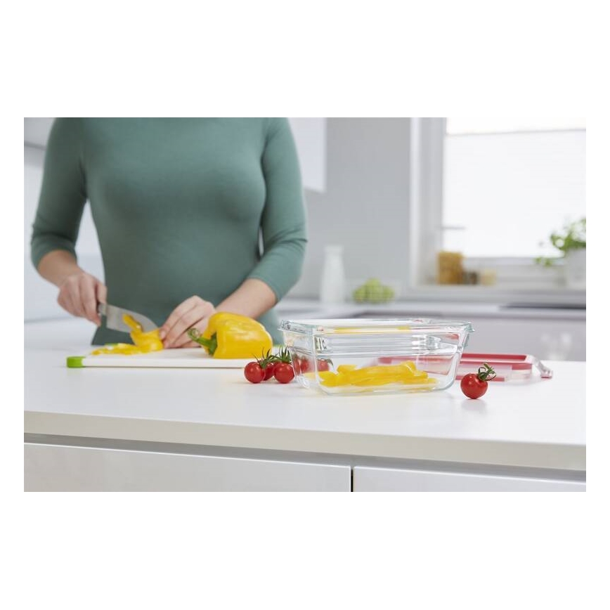 Tefal - Pārtikas trauks 0,85 l MSEAL GLASS sarkans/stikls