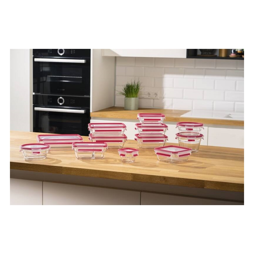 Tefal - Pārtikas trauks 1,1 l MSEAL GLASS sarkans/stikls