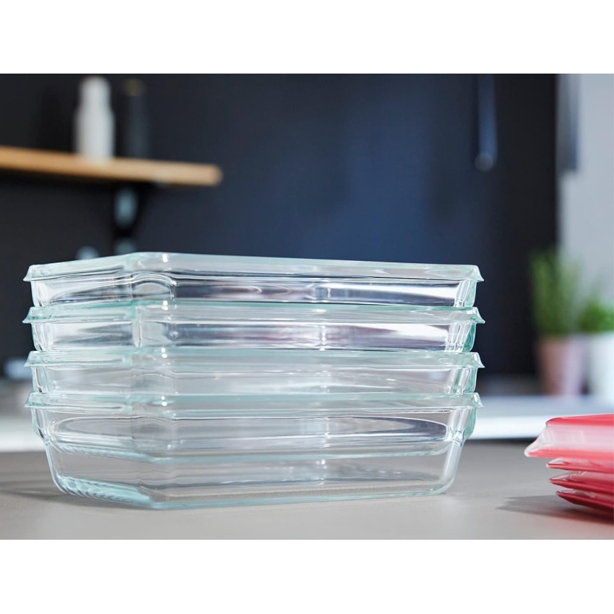 Tefal - pārtikas trauks 1,3 l MSEAL GLASS sarkans/stikls