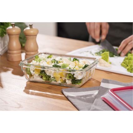 Tefal - pārtikas trauks 1,3 l MSEAL GLASS sarkans/stikls
