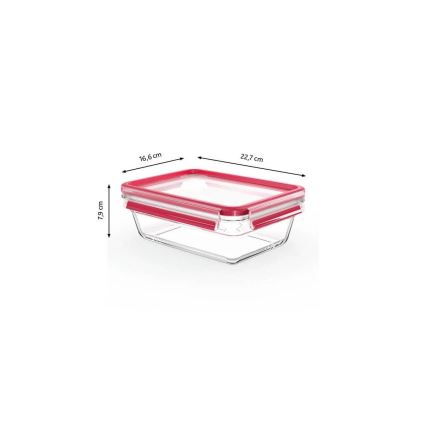 Tefal - pārtikas trauks 1,3 l MSEAL GLASS sarkans/stikls