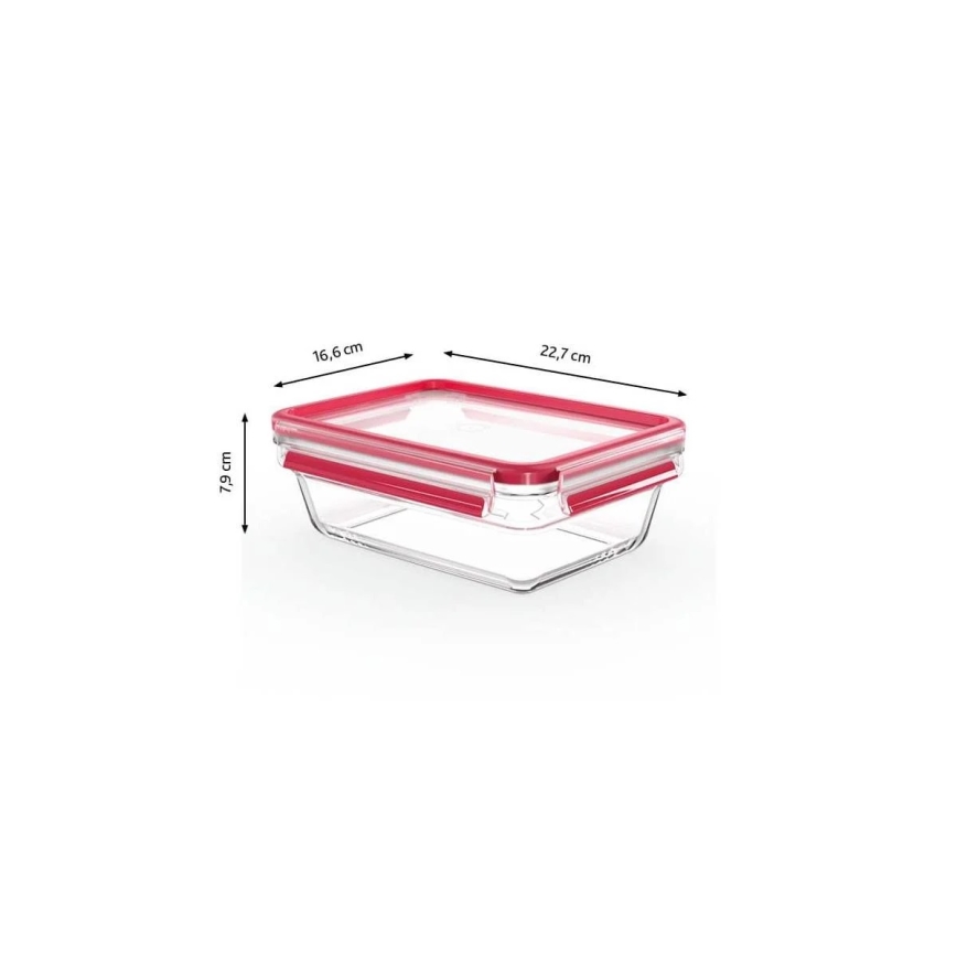 Tefal - pārtikas trauks 1,3 l MSEAL GLASS sarkans/stikls