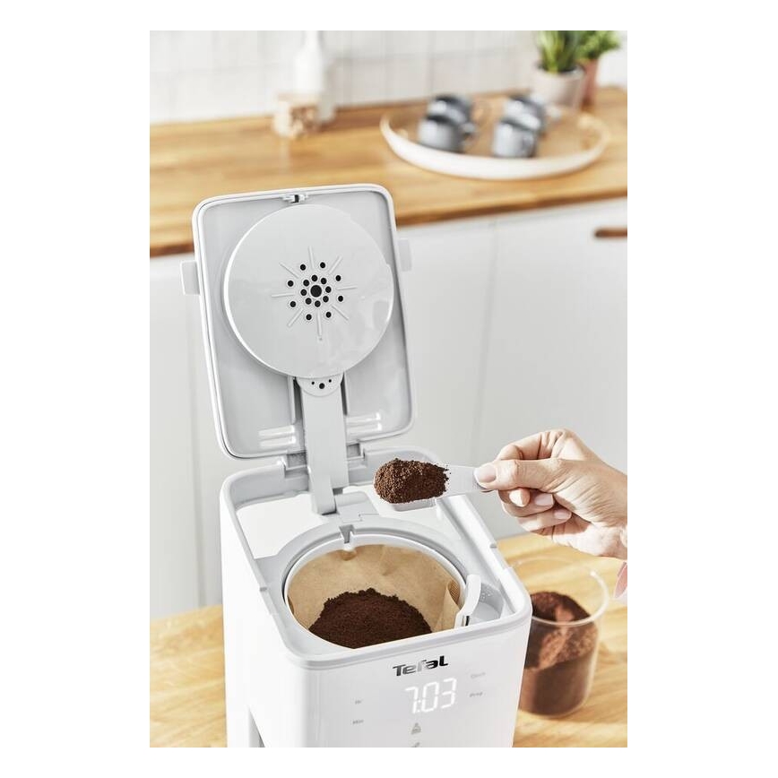 Tefal - Pilienveida kafijas automāts ar LCD ekrānu SENSE 1000W/230V balta