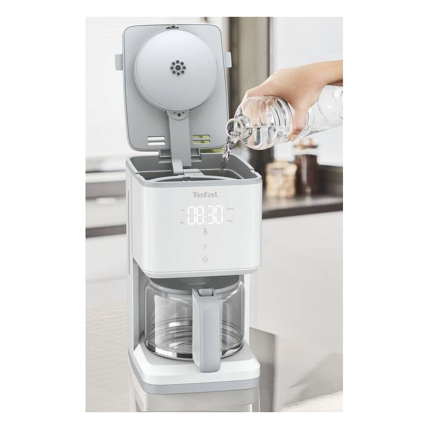 Tefal - Pilienveida kafijas automāts ar LCD ekrānu SENSE 1000W/230V balta