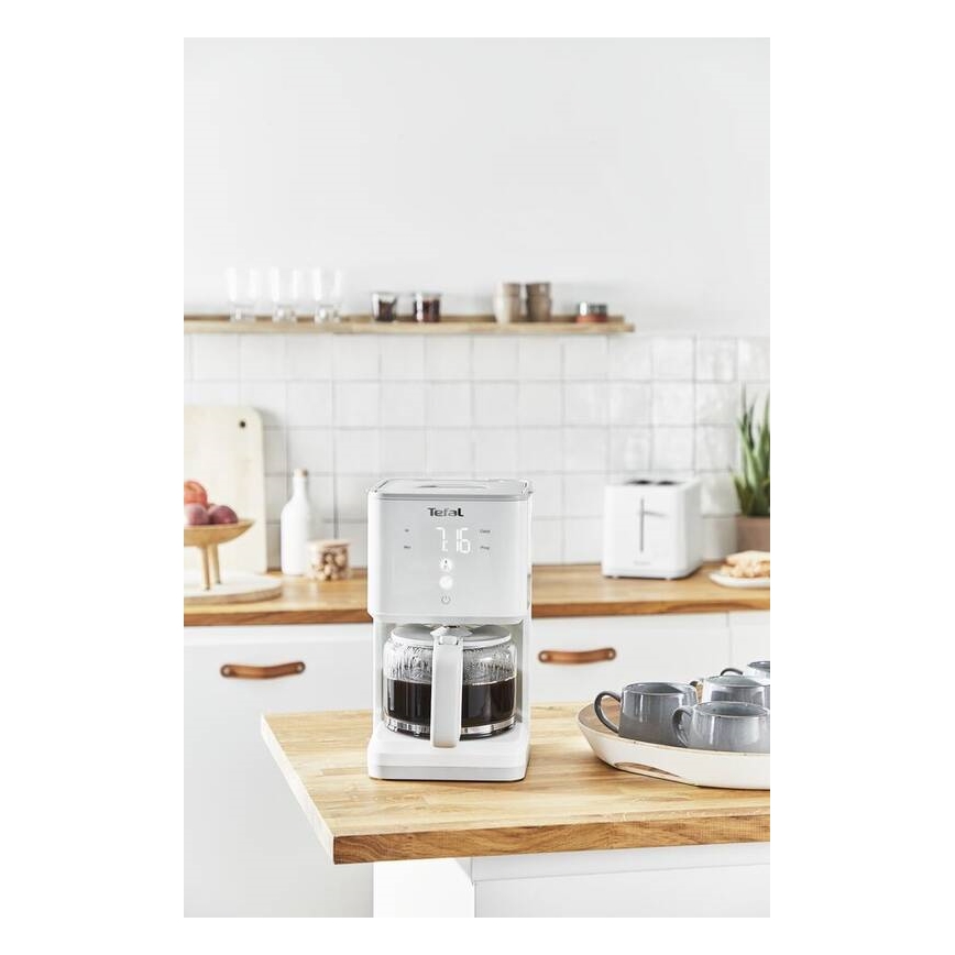 Tefal - Pilienveida kafijas automāts ar LCD ekrānu SENSE 1000W/230V balta