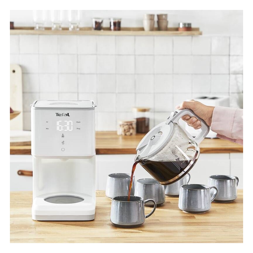 Tefal - Pilienveida kafijas automāts ar LCD ekrānu SENSE 1000W/230V balta