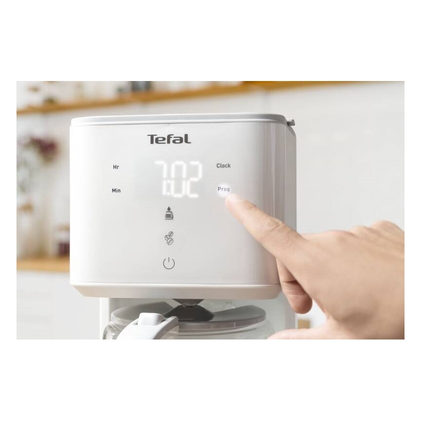 Tefal - Pilienveida kafijas automāts ar LCD ekrānu SENSE 1000W/230V balta