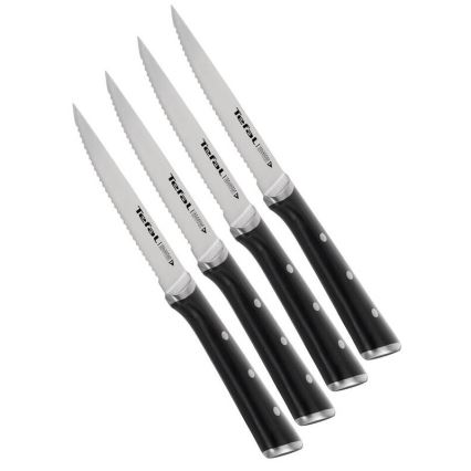 Tefal - Nerūsējošā tērauda steiku nažu komplekts ICE FORCE 11 cm spīdīgs hroms/melns 4 gab.