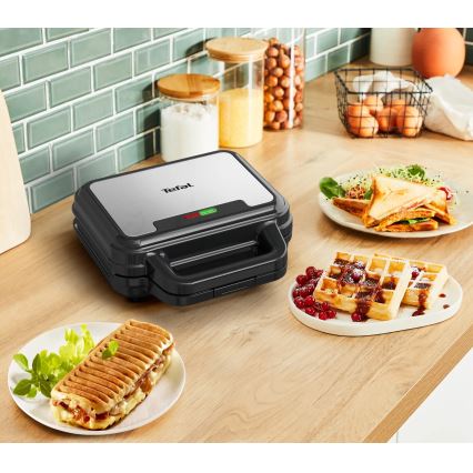 Tefal - Sviestmaižu pagatavošanas ierīce ULTRA COMPACT 3in1 700W/230V melna/matēts hroms
