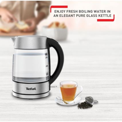 Tefal - Tējkanna GLASS 1,7 l  2200W/230V matēts hroms