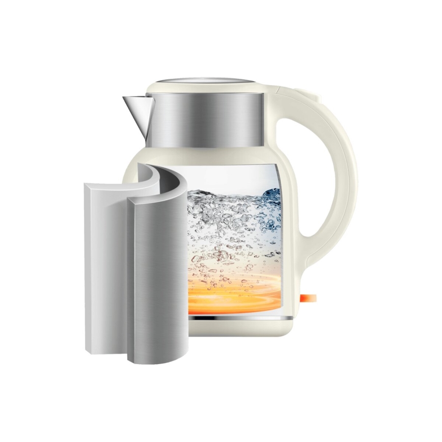 Tefal - Tējkanna THERMO PROTECT XL 1,9l 1650W/230V nerūsējošs tērauds/balta