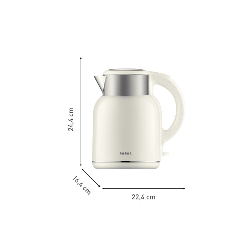 Tefal - Tējkanna THERMO PROTECT XL 1,9l 1650W/230V nerūsējošs tērauds/balta