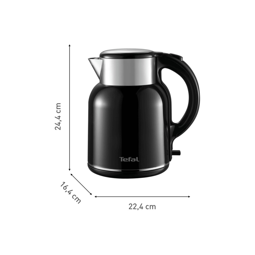 Tefal - Tējkanna THERMO PROTECT XL 1,9l 1650W/230V nerūsējošs tērauds/melna