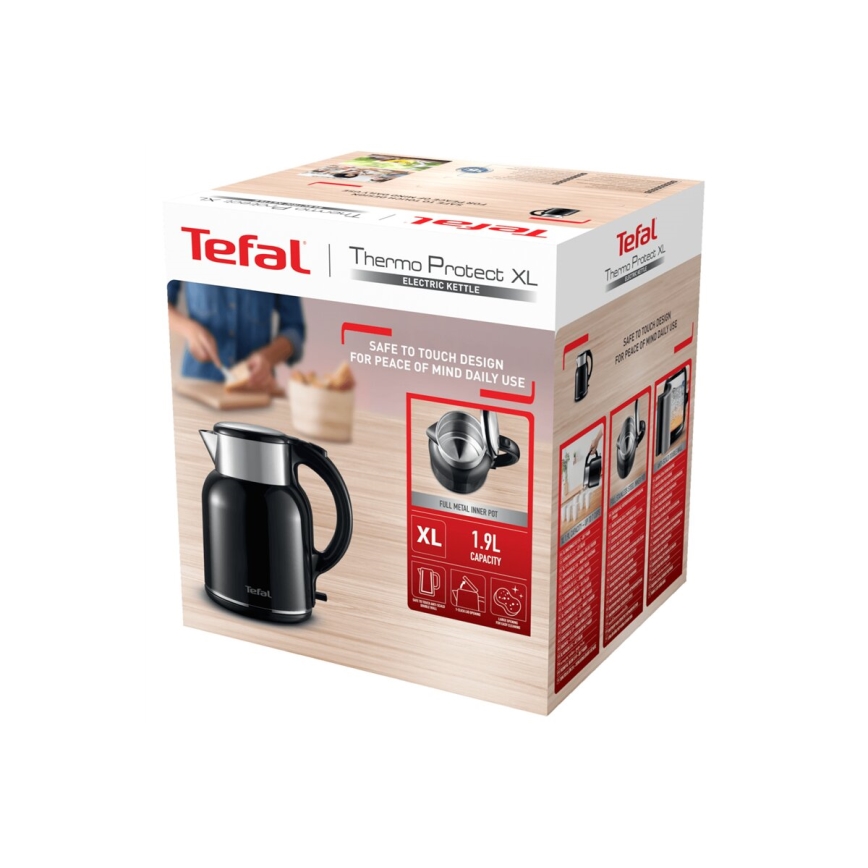 Tefal - Tējkanna THERMO PROTECT XL 1,9l 1650W/230V nerūsējošs tērauds/melna
