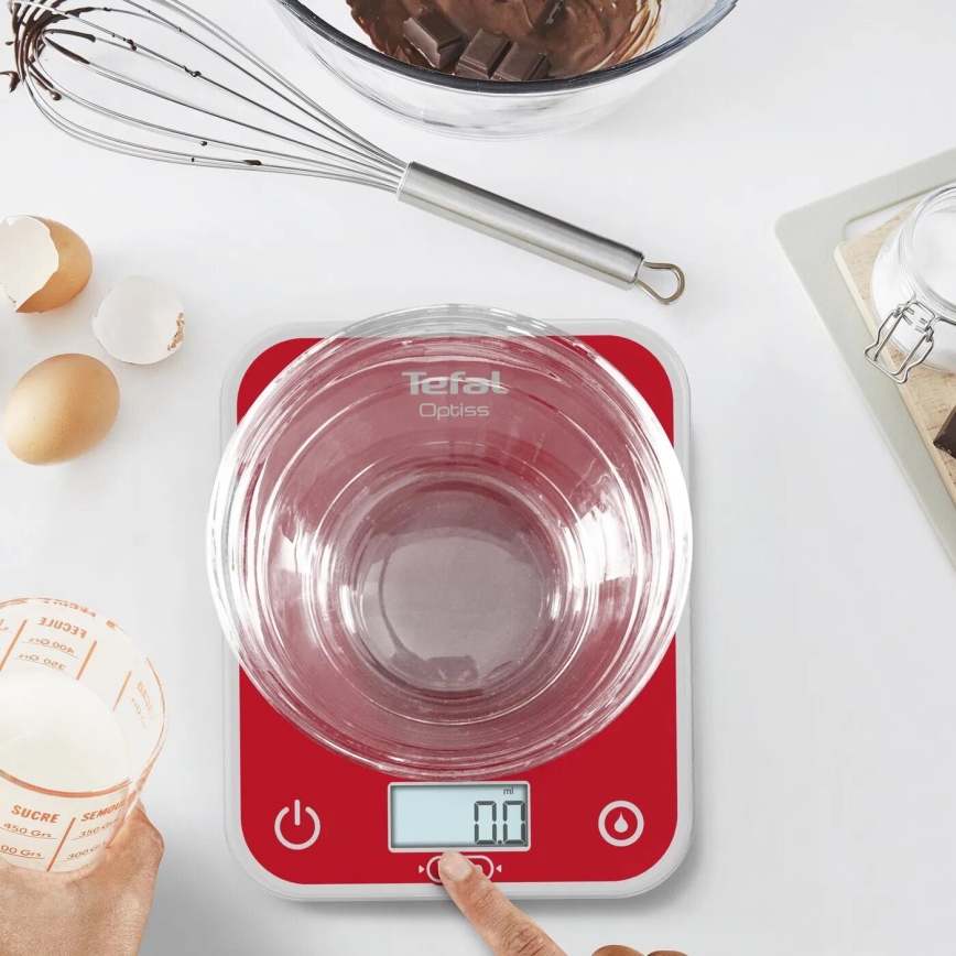 Tefal - Virtuves svari OPTISS 2xAAA sarkana