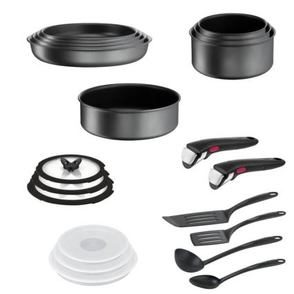 Tefal - Virtuves trauku komplekts 20 gab. INGENIO DAILY CHEF ON melna