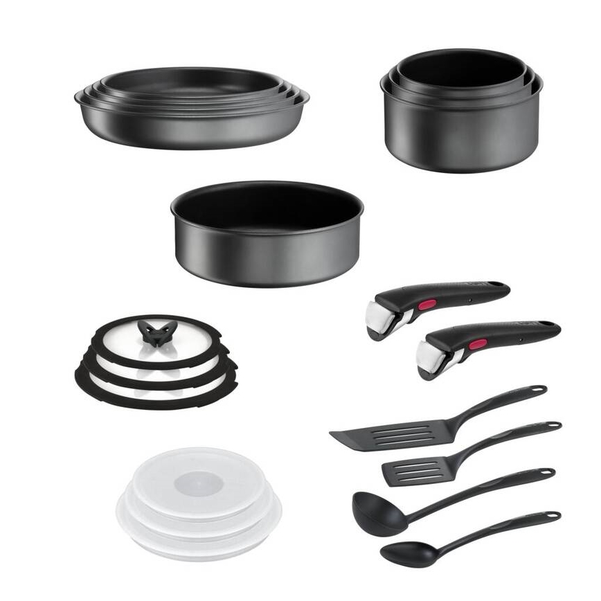 Tefal - Virtuves trauku komplekts 20 gab. INGENIO DAILY CHEF ON melna