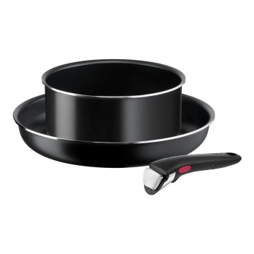 Tefal - Virtuves trauku komplekts 3 gab. INGENIO EASY COOK & CLEAN BLACK