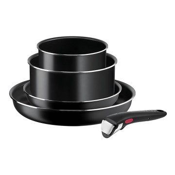 Tefal - Virtuves trauku komplekts 5 gab. INGENIO EASY COOK & CLEAN BLACK