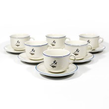 Tējas komplekts Lucie 6x keramikas krūzes ar apakštasīti baltā krāsā ar zosu motīvu