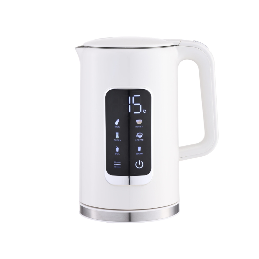 Tējkanna ar LCD ekrānu 1,7 l 2200W/230V balta + ceļojumu krūze 450 ml