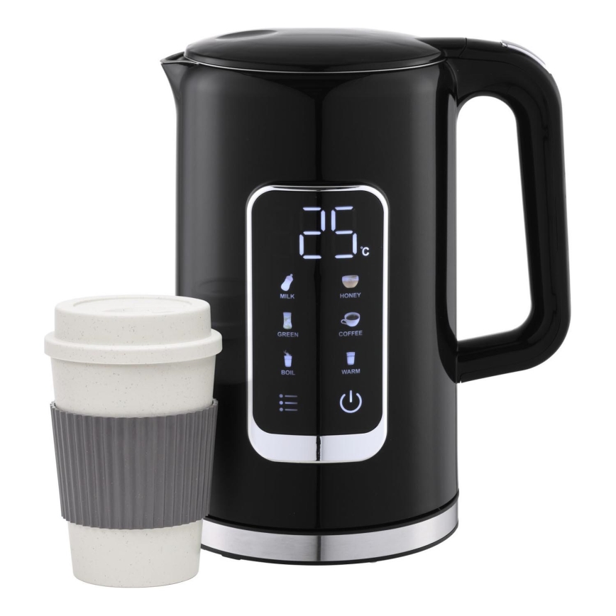 Tējkanna ar LCD ekrānu 1,7 l 2200W/230V melna + ceļojumu krūze 450 ml