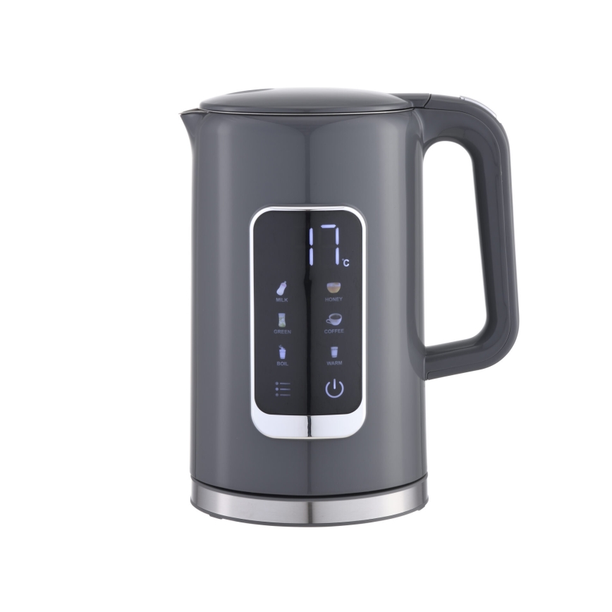Tējkanna ar LCD ekrānu 1,7 l 2200W/230V pelēka + ceļojumu krūze 450 ml