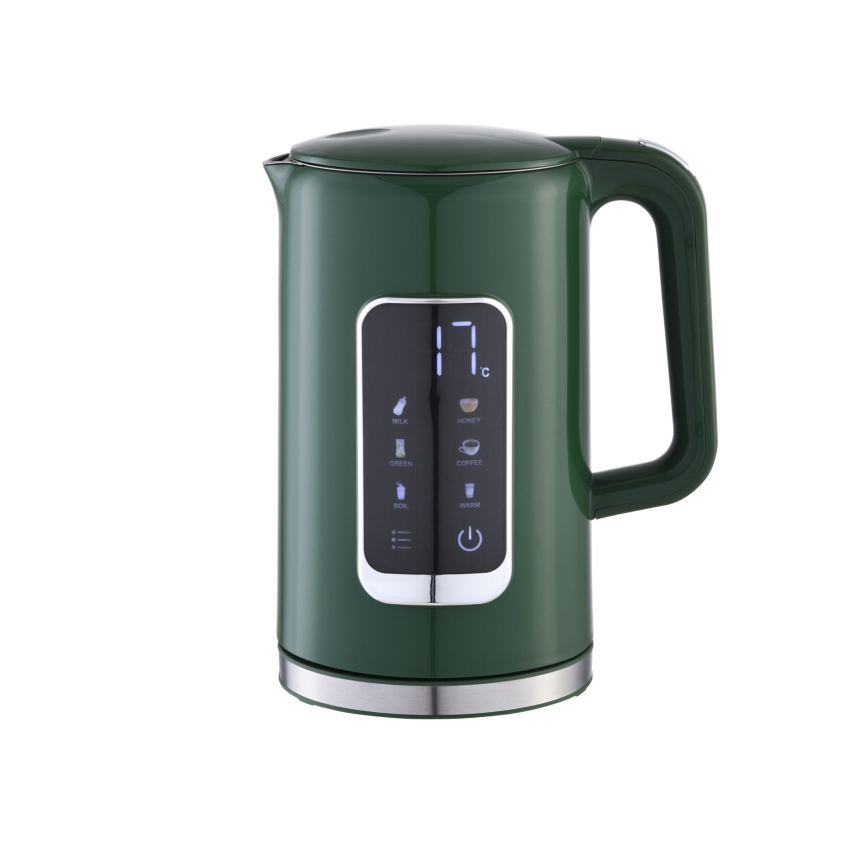 Tējkanna ar LCD ekrānu 1,7 l 2200W/230V zaļa + ceļojumu krūze 450 ml