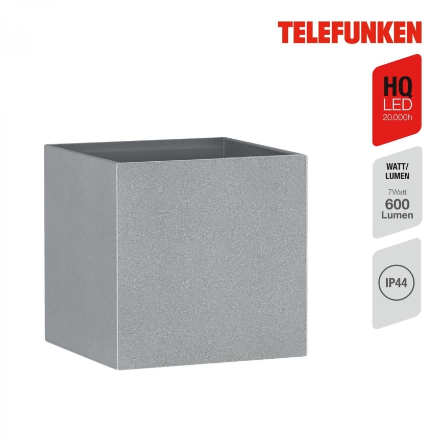 Telefunken 303404TF - LED āra sienas gaismeklis LED/7W/230V IP44 sudraba