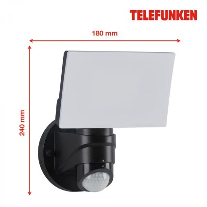 Telefunken 304305TF - LED Āra sienas lampa ar sensoru LED/24W/230V IP44 melna