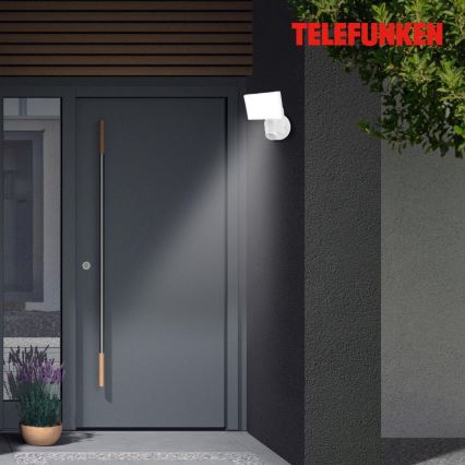 Telefunken 304306TF - LED Āra sienas lampa ar sensoru LED/16W/230V IP44 balta