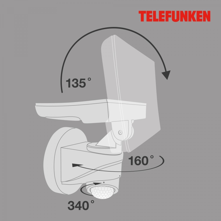 Telefunken 304306TF - LED Āra sienas lampa ar sensoru LED/16W/230V IP44 balta