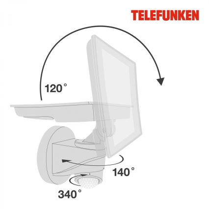 Telefunken 304406TF - LED āra sienas prožektors ar sensoru LED/20W/230V IP44