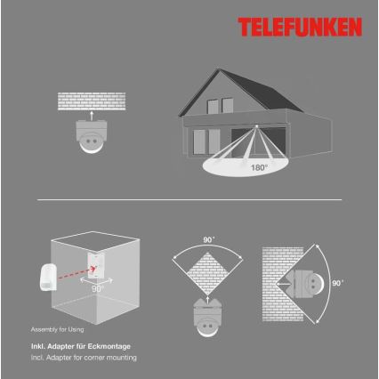 Telefunken 306506TF - Āra kustību sensors 180° IP44 balta