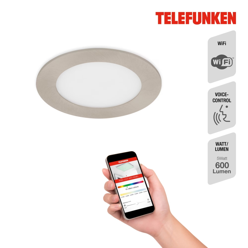 Telefunken 309302TF - LED RGBW Aptumšojama vannas istabas piekaramo griestu lampa LED/6W/230V 2700-6500K IP23 Wi-Fi Tuya
